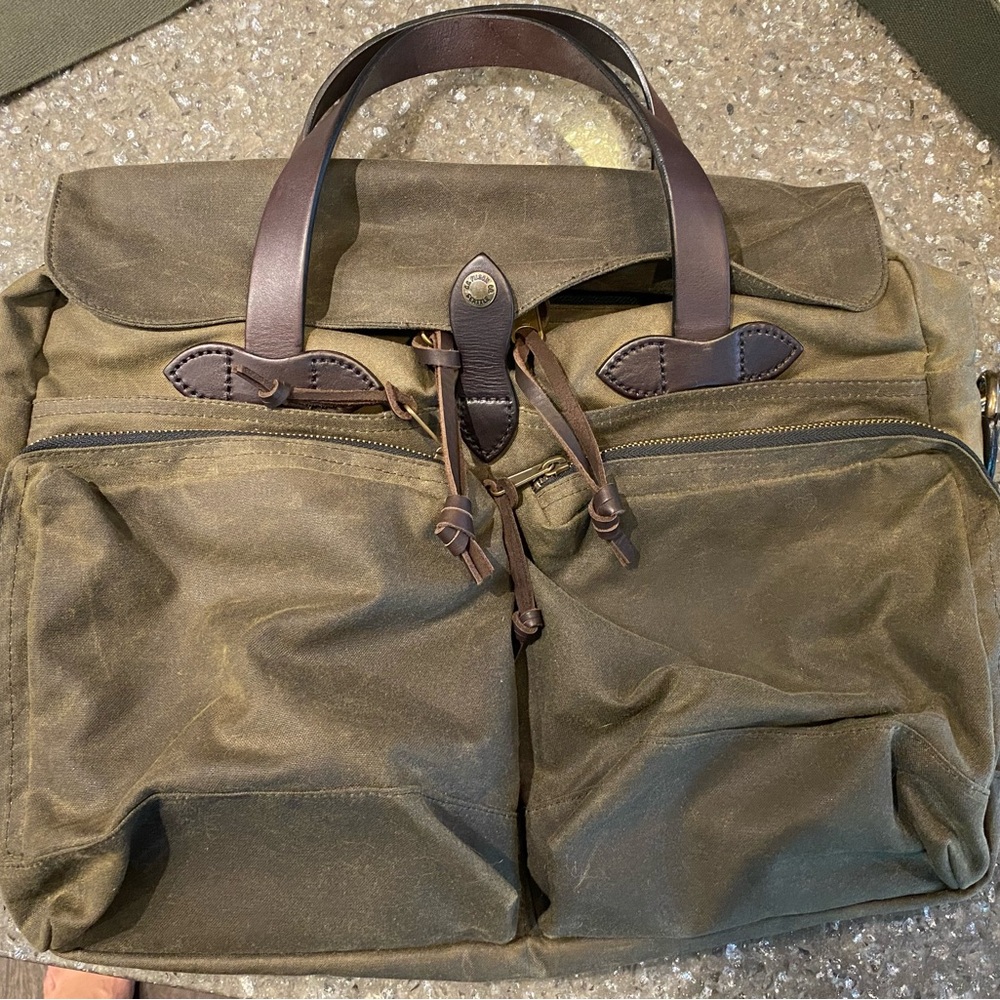 Filson 24 Hour Tin Cloth Briefcase Olive Green